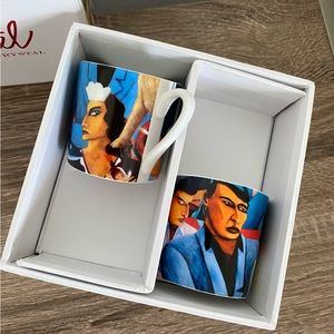 Knuttel Tipperary Crystal Cafe Collection 2 Espresso cups w/saucers NIB